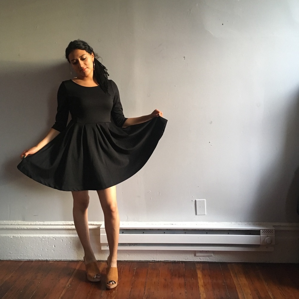 Black cotton mini dress